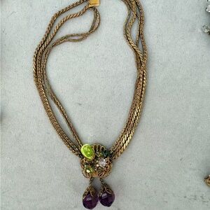 Miriam Haskell glass necklace, signed